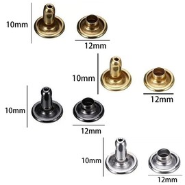 200 Pcs Leather Rivets, Bronze Metal Double Cap Rivets Snaps Studs for Clothes Shoes Handbag Belts Crafting Repairs, 12mm x 10mm