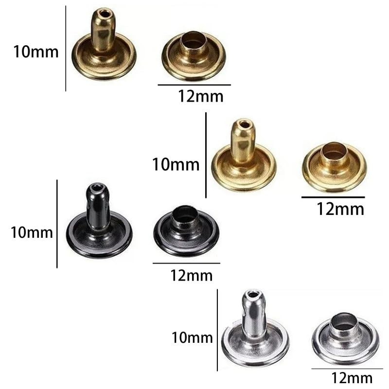 200 Pcs Leather Rivets, Bronze Metal Double Cap Rivets Snaps