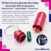 ChoiceBundle “Pill Buddy” Keychain Pill Container - Red - 10
