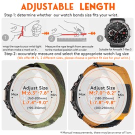 HEMSUT Watch Bands Compatible with T-Rex 3, Camouflage Wide Hoop and Loop Rugged Nylon Sports Strap for TREX 3 Only, Military Camo Black/Green