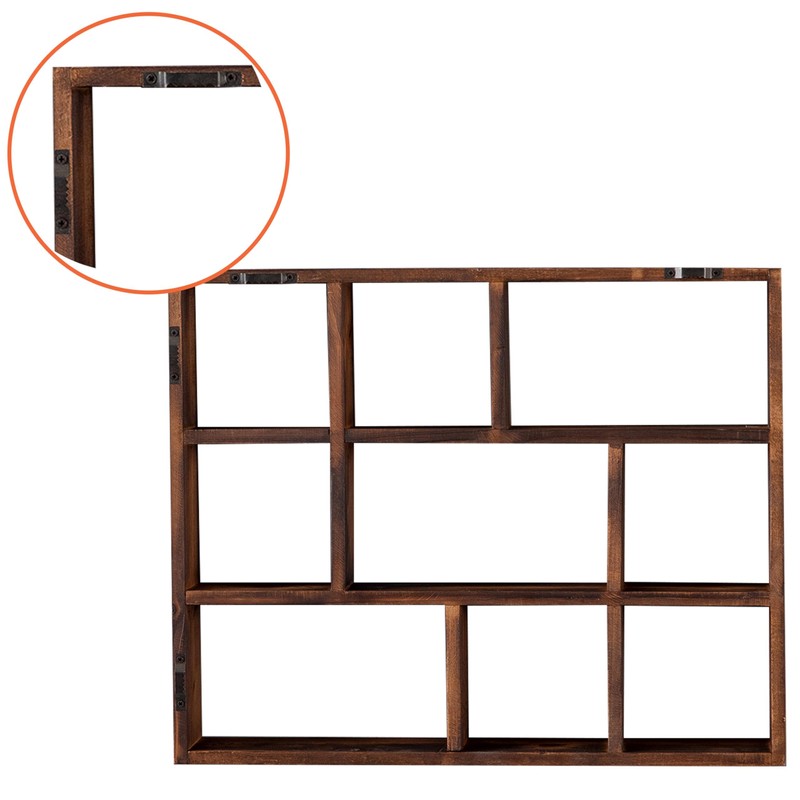 SOFE Small Brown Wood Shadow Box with Shelves, 3 Tier