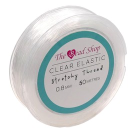 0.8mm x 50m Clear Bracelet String, Elastic String for Bracelet Making - Jewellery Making Supplies - Clay Bead Stringing, Elastic Thread, Invisible Thread