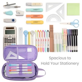 Bagseri Pencil Case for Girls - Large Pencil Case Cute Pencil Case with Zip Closure for Kids Girls Student School, Stationery Not Included (Purple, Mermaid)