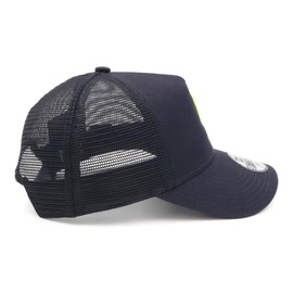 Newera Kids Mesh Cap, Youth 9FORTY A-Frame Trucker N840YA375 Flag Logo ONSPOTZ Special Order Hat, navy/neon yellow, 54.0 cm