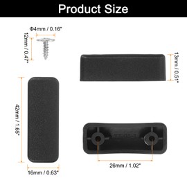 sourcing map 4Pcs Luggage Replacement Pads, Plastic Luggage Stand Feet Stud, Suitcase and Travel Gear Bottom Side Accessories with Self-tapping Screws, Black (42x16x13mm)
