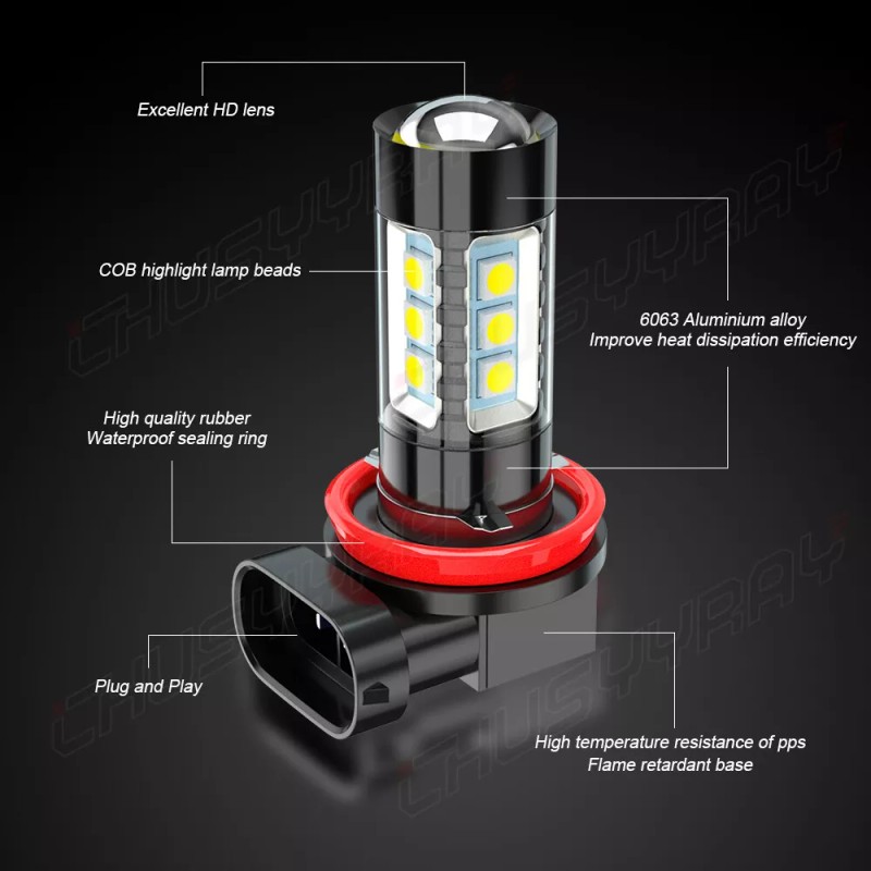 CHUSYYRAY For Freightliner Cascadia Combo 6x H11 LED Headlight Bulbs+Fog