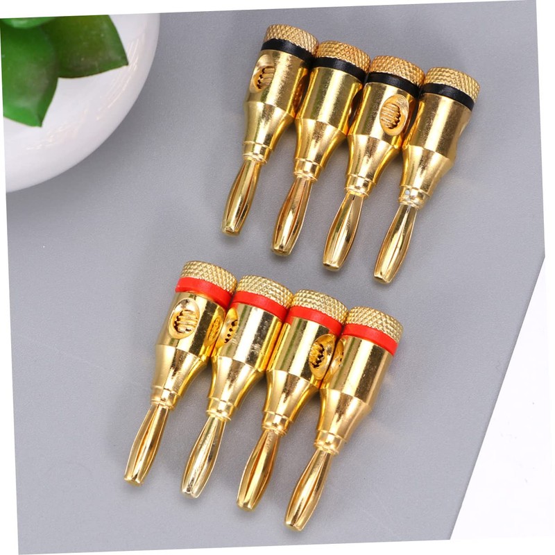 KOMBIUDA 8pcs Gold Plated Speaker Cable Banana Plug Connectors Durable