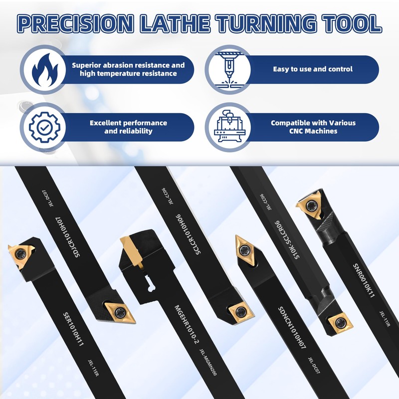 Eydutoi 21-Pcs Indexable Lathe Tool Set with 7PCS 3/8" 10mm