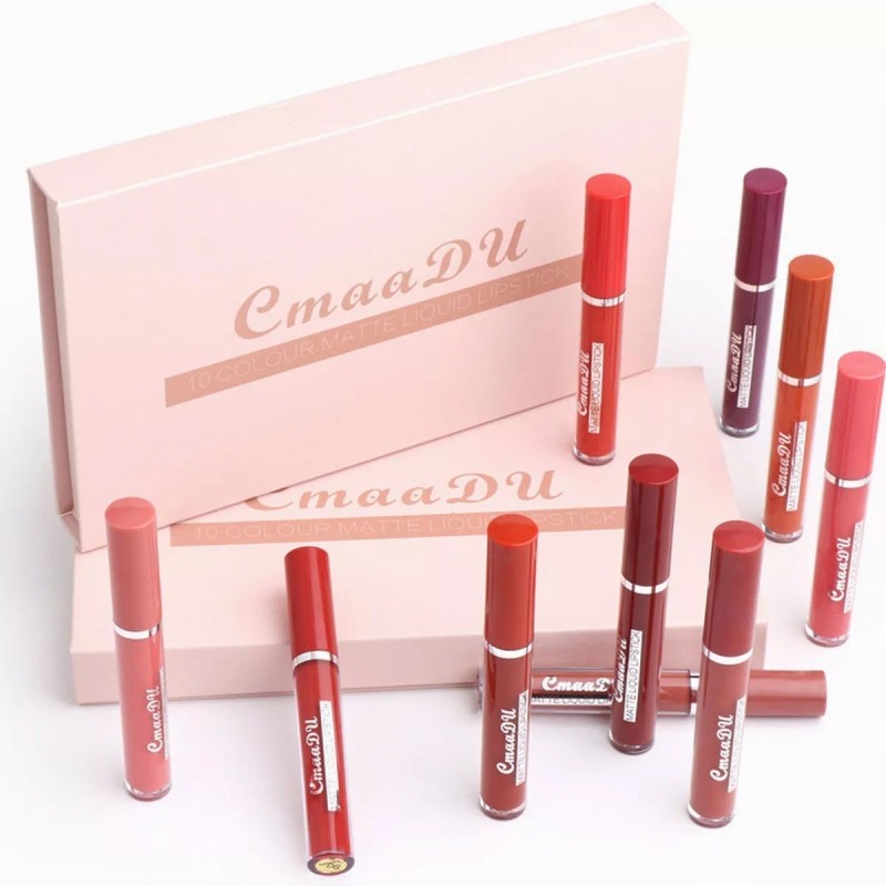 MM11 10 Lápices Labiales Mate Impermeable Antiadherente Lip Gloss