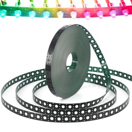Pushglossy 50m 164ft Mounting Strip, Ws2811 Pixel Mounting Strip, Hdpe Material Plastic LED Perforated Light Strap, 1 Inch Hole Spacing, 30mm Width, Suitable for 12mm RGB Pixel Nodes (Black,Green)