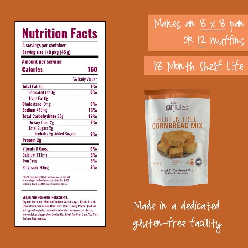 gfJules Certified Gluten Free Cornbread Baking Mix | No Grit,