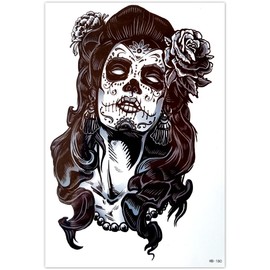 EROSPA Tattoo Sheet Temporary Woman Head with Mask/Underarm/Upper Arm Thigh/Calf/Calf/Leg/Bust/Waist/Back/Stomach – 21 x 15 cm – Sticker Body Art Stickers Removable Waterproof