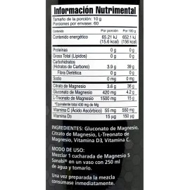 5 En 1 Gluconato Citrato L-treonato De Magnesio 600 G Frutos                                                                                          