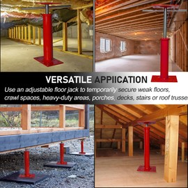 House Jacks for Leveling, 2 PCS Adjustable Jack Post 11"-16" Basement Floor Jack, Screw Floor Jack Post Supports Stabilizer Jacks for House Foundation, Stairs, Porches, Roof Beams