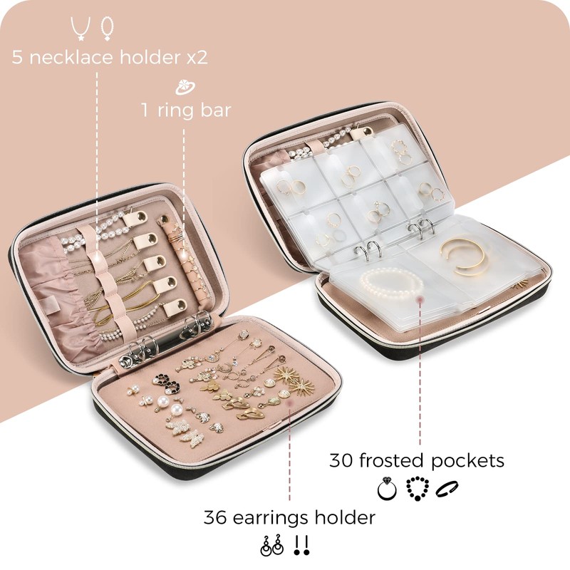 ProCase Large Travel Jewelry Organizer Case, Jewellery Home Storage Book