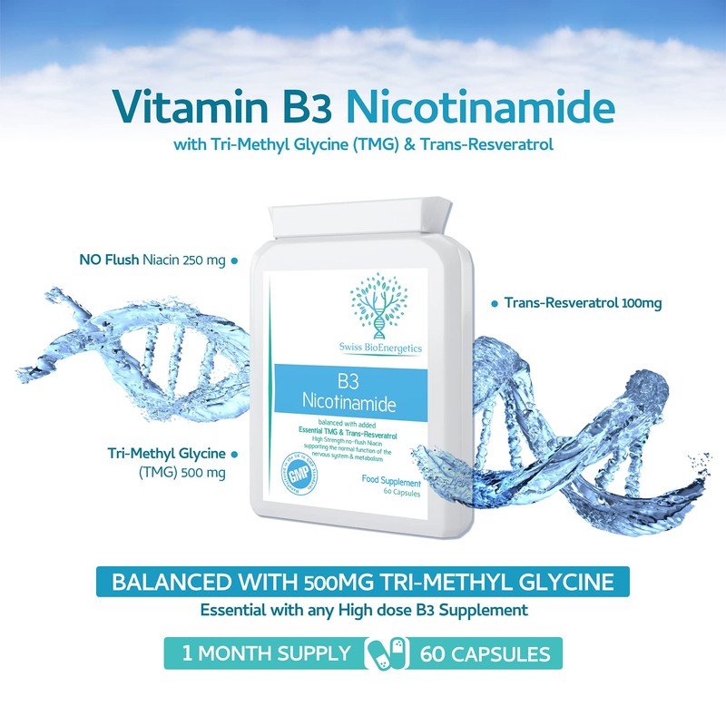 Vitamin B3 Nicotinamide - High Strength no Flush Niacin -