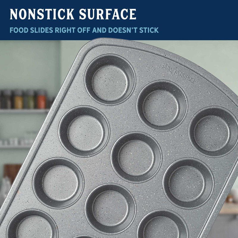 Country Living Nonstick Muffin Pan, Heavy Duty Carbon Steel with