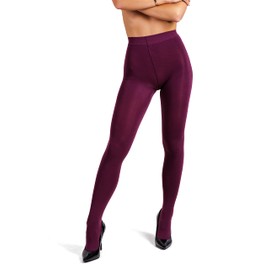 sofsy Women Super Opaque Tights - Solid Footed Pantyhose | Coverage Hosiery | 100 Den Bordeaux Red Large