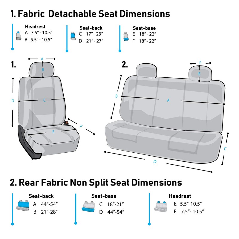FH Group Flat Cloth Full Set Car Seat Covers Three