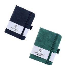 Notepad A7.2 Pieces Portable A7 Notebook Small Notebooks Pocket Size Mini Small Notepad Notebooks with 200 Pages for School Work Travel (Black + Green)