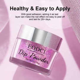 eodci EODCI Glitter Colorful Pink Dip Powder, Orange Glitter Dip Powder Nail Color Refills, 1oz/28g, Pro Dipping Powder System for Nail Art DIY at Home/Salon