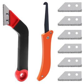 FENQURO Tile Scraper Tile Remover with 7 Replacement Blades 9 Pieces Cleaning Tool Set for Tile Kitchen Bathroom Walls Floors
