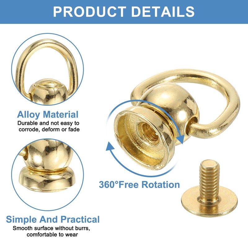 sourcing map 24Pcs Screw Round Head Rivet, 9.8mm Pull Ring