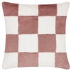 Heya Home Cozee Pink Check Faux Fur Cushion Cover