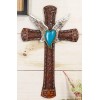 Western Boho Chic Turquoise Heart Angel Wings Tooled Floral Leather