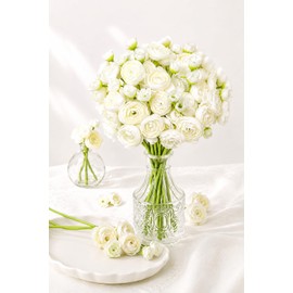 Ranunculus Artificial Flowers 24 Pcs, Faux Ranunculus Flowers White Peonies, Fake Wedding Filler Flowers for DIY Bouquets,Bridal Shower Decor & Arrangements