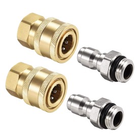 uxcell Garden Hose Brass Quick Connect Set M14x1.5 Male & Female Thread Stainless Steel Fittings Water Hose Connectors Pressure Washer Adapter, 2 Sets