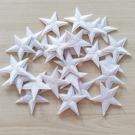 Zlettery 20pcs White Star Iron on Patches, Star Patches Embroidered Applique for Clothing, Jackets, Hats,Backpacks, Jeans (1.8 inches)