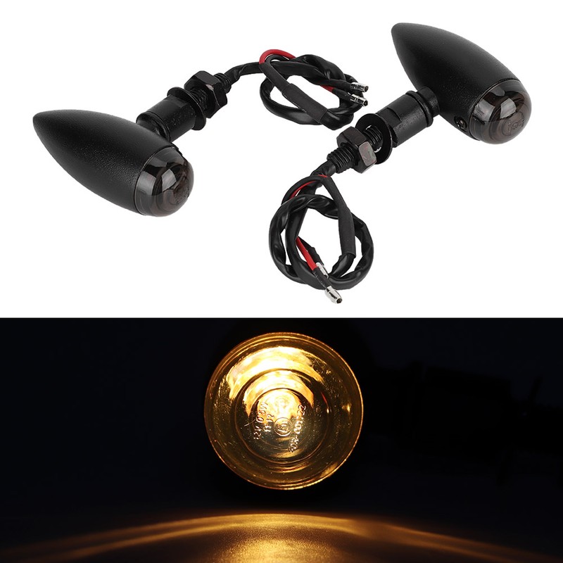 Retro Bullet Motorcycle Taillights Brake Turn Signal Light Indicator Black