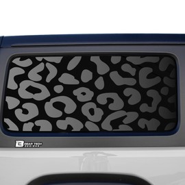 Bogar Tech Designs Precut Quarter Window Animal Leopard Print Vinyl Decal Stickers Compatible with Jeep Wrangler JL 2 Door 2018-2024, Matte Black