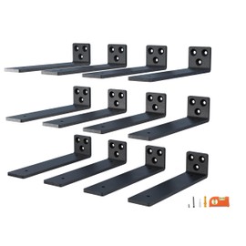 NEODROP 10 Inch Floating Shelf Brackets, Heavy Duty Hidden Bracket for Wall, Mantel, Bookshelves, Black Powder Coated Steel, 12-Pack