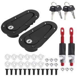 Seguros Para Cofre,Montaje del capó del clip de bloqueo del capó,Pasador del capó del coche de carreras de fibra de carbono Kit de bloqueo del pestillo del capó universal con llaves(Negro)