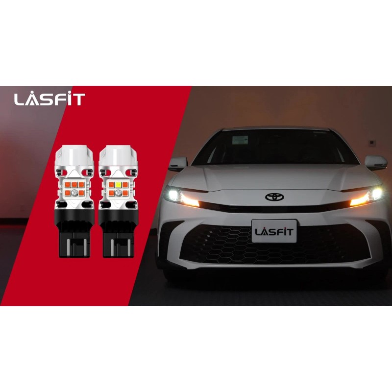 Lasfit 7443 7444 LED Front Turn Signal Light Bulbs Amber