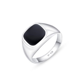 Amberta Men's signet ring made of 925 sterling silver, small finger ring, men's signet ring for men, silver, biker ring, sterling silver, Sterling Silver, Onyx