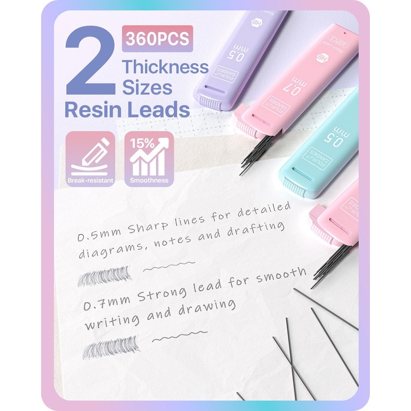 Four Candies Pastel Mechanical Pencil Set - 6PCS 0.5 mm