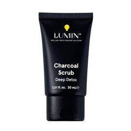 Lumin Exfoliante Facial de Carbón activado para hombres - Exfoliating Rub | Evitar una piel opaca, reducir la sequedad, minimizar los poros, manchas oscuras, puntos negros y la irritación despues del afeitado, 1oz (30 ml)