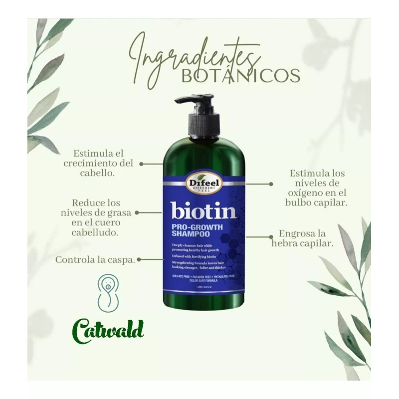 Difeel Shampoo + Aceite Biotina Anticaida Cabello, Fortalece