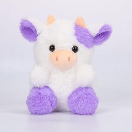 Tikwisdom Cow Stuffed Animal,Plush Cow Doll, Paw Paw Cow Plush Toy,Cartoon Cute Cow,Gift for Boys and Girls,20cm High (purple)