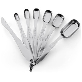 U Chef Cucharas Medidoras de Cocina, Juego de 7 Tazas Medidoras de Cocina Rectangular y Ovalado, Cucharas Medidoras Acero Inoxidable, Herramientas de Medición de Cocina