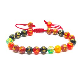 Mlti Agate Om Mani Crystal Bracelet for Women Men - A+ Grade Adjustable 8mm Healing Crystal Stone Beaded Bracelet Pulseras Para Hombres Mujer Stocking Stuffers