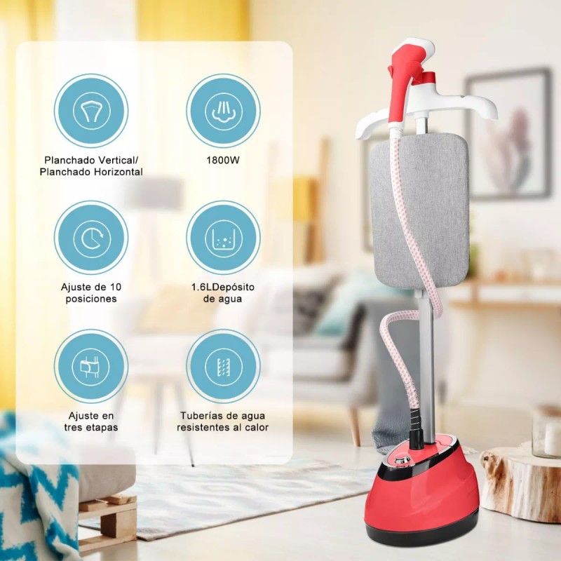 Monbelle Plancha De Vapor Vertical Con Pedestal 1800w 10 Niveles,rojo
