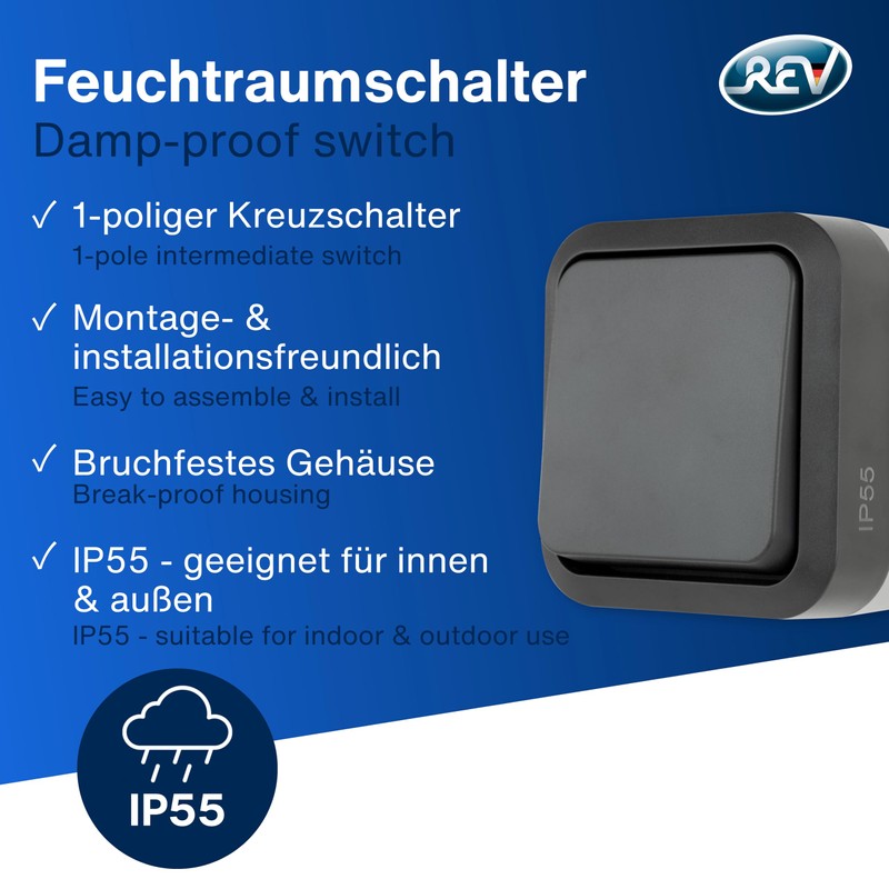 REV 0004340400 AquaStorm Multi-Way Switch – Wet Room Switch IP55,