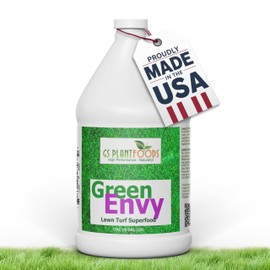 GS Plant Food Green Envy Liquid Lawn Food - Summer-Ready Organic Fertilizer for Heat-Stressed Lawns, All Grass Types (1 Gallon)