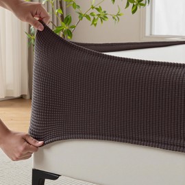MIYE Jacquard Fabric Box Spring Cover,Super Stretchy Wrap Around 4 Sides Elastic Bed Skirt,Wrinkle & Fading Resistant,Washable & Easy Fit. (Brown, Queen)
