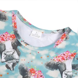 PRCSEE Toddler Girls Dress Highland Cattle Cartoon Casual Print Dresses Flutter Sleeve Outfits 7-8Y