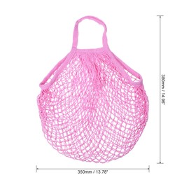 sourcing map Cotton Mesh Bag, 15x13.8 Reusable Washable Mesh Net String Grocery Bags Organizer for Fruits Vegetables Shopping Pink